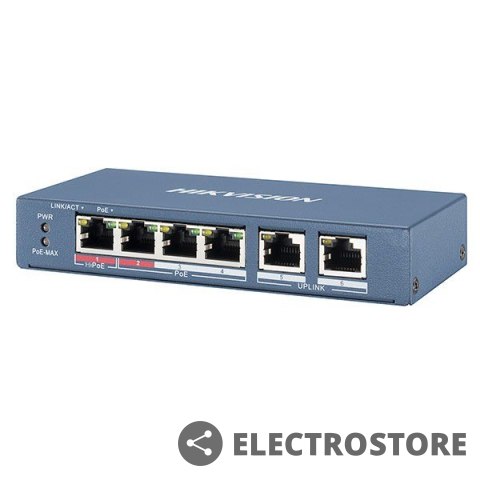 Hikvision Swich PoE 6-portowy DS-3E0106HP-E Hikvision Swich PoE 6-portowy DS-3E0106HP-E