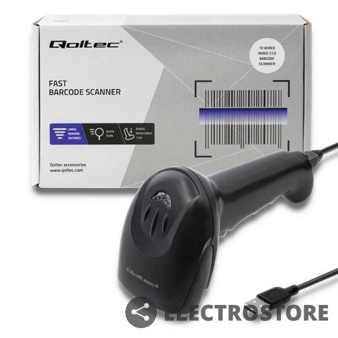 Qoltec Laserowy czytnik kodów kreskowych 1D | CCD | USB | Czarny Qoltec Laserowy czytnik kodów kreskowych 1D | CCD | USB | Czarny