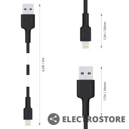 AUKEY CB-AL05 nylonowy kabel Quick Charge Lightning-USB | 2m | certyfikat MFi Apple