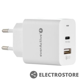 EverActive Ładowarka sieciowa USB QC3.0, 18W, szybkie ładowanie