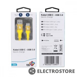 TB Kabel USB 3.0 - USB C 2m PREMIUM 3A żółty TPE