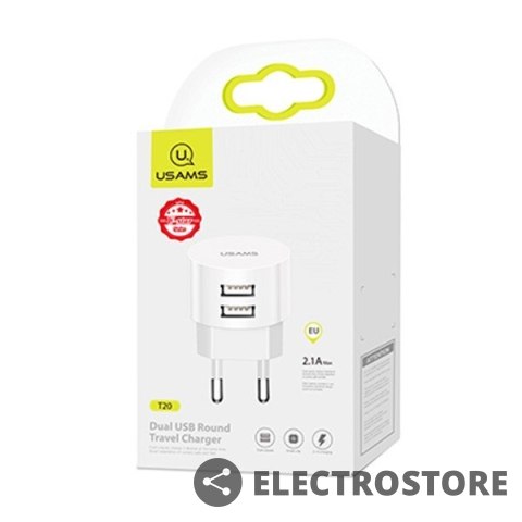 USAMS Ładowarka sieciowa T20 2xUSB 2,1A Kabel USB-C USAMS Ładowarka sieciowa T20 2xUSB 2,1A Kabel USB-C