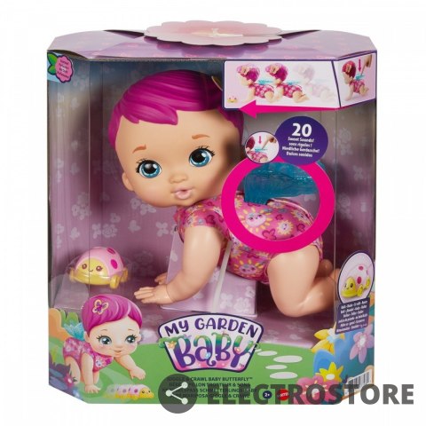 Mattel Lalka My Garden Baby Raczkujący Bobasek-Motylek różowa