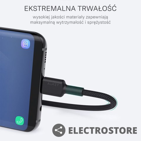 AUKEY CB-CA1 OEM nylonowy kabel Quick Charge USB C-USB A | FCP | AFC | 1m | 5Gbps | 3A | 60W PD | 20V AUKEY CB-CA1 OEM nylonowy kabel Quick Charge USB C-USB A | FCP | AFC | 1m | 5Gbps | 3A | 60W PD | 20V