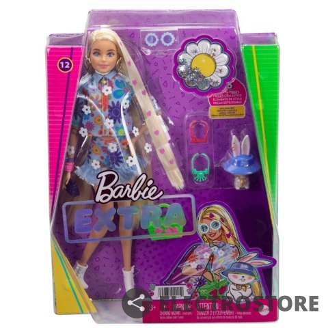 Mattel Lalka Barbie Extra Komplet w kwiatki Blond włosy