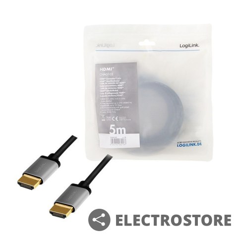 LogiLink Kabel HDMI 4K/60Hz aluminium 5m Czarny LogiLink Kabel HDMI 4K/60Hz aluminium 5m Czarny