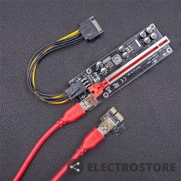 Qoltec Riser PCI-E 1x - 16x | USB 3.0 | ver.009S Plus | SATA/PCI-E 6 pin