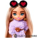 Mattel Lalka Barbie Extra Minis Fioletowy kaptur/Blond kucyki