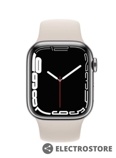 Apple Watch Series 7 GPS + Cellular, 45mm Koperta ze stali nierdzewnej w kolorze srebrnym z paskiem sportowym w kolorze księżycowej po