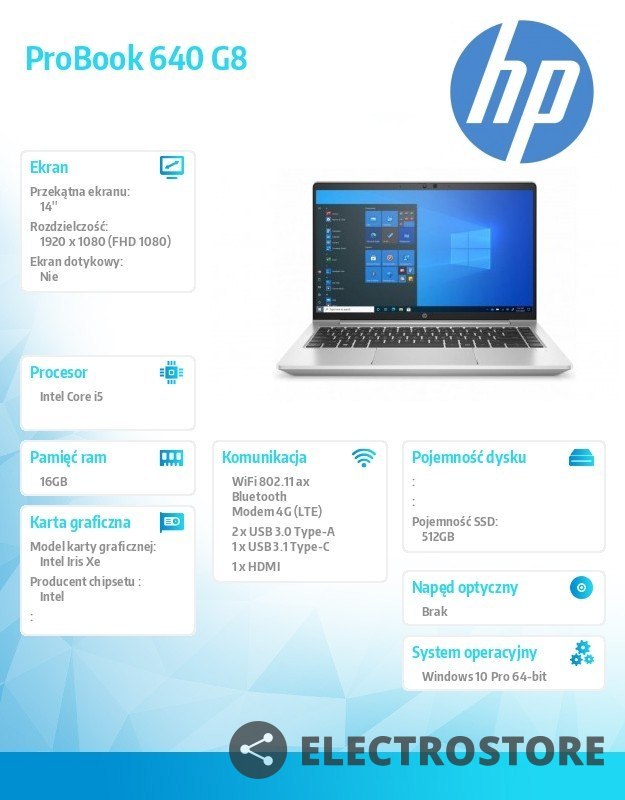 HP Inc. Notebook ProBook 640 G8 i5-1135G7 512/16/W10P/14 3S8T1EA
