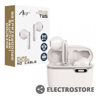 ART Słuchawki Bluetooth z HQ mikrofonem TWS (USB-C) Białe