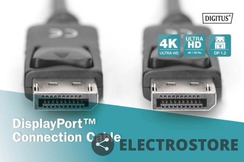 Digitus Kabel połączeniowy DisplayPort z zatrzaskami 1080p 60Hz FHD Typ DP/DP M/M czarny 15m Digitus Kabel połączeniowy DisplayPort z zatrzaskami 1080p 60Hz FHD Typ DP/DP M/M czarny 15m