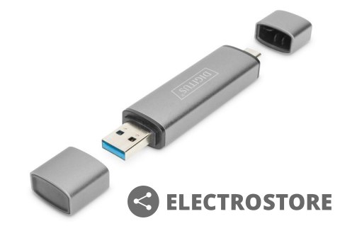 Digitus Czytnik kart 3-portowy USB Typ C/ USB 3.0 SuperSpeed SD Micro SD HQ aluminium Szary Digitus Czytnik kart 3-portowy USB Typ C/ USB 3.0 SuperSpeed SD Micro SD HQ aluminium Szary