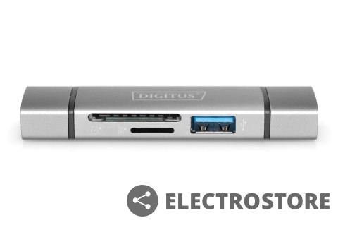 Digitus Czytnik kart 3-portowy USB Typ C/ USB 3.0 SuperSpeed SD Micro SD HQ aluminium Szary Digitus Czytnik kart 3-portowy USB Typ C/ USB 3.0 SuperSpeed SD Micro SD HQ aluminium Szary