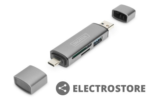 Digitus Czytnik kart 3-portowy USB Typ C/ USB 3.0 SuperSpeed SD Micro SD HQ aluminium Szary Digitus Czytnik kart 3-portowy USB Typ C/ USB 3.0 SuperSpeed SD Micro SD HQ aluminium Szary