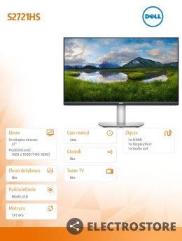 Dell Monitor 27 cali S2721HS IPS 1920x1080/2xHDMI/DP/3Y