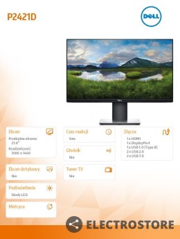 Dell Monitor P2421D 23.8 cala IPS LED QHD (2560x1440) /16:9/HDMI(1.4)/DP(1.2)/5xUSB 3.0/3Y PPG