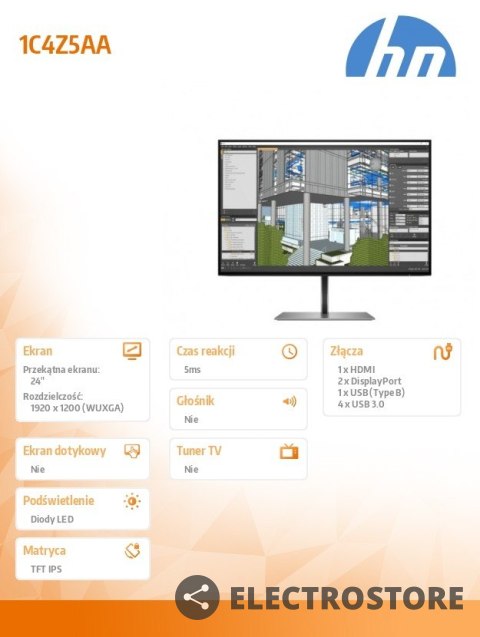 HP Inc. Monitor 24 cale Z24n G3 WUXGA Display 1C4Z5AA HP Inc. Monitor 24 cale Z24n G3 WUXGA Display 1C4Z5AA