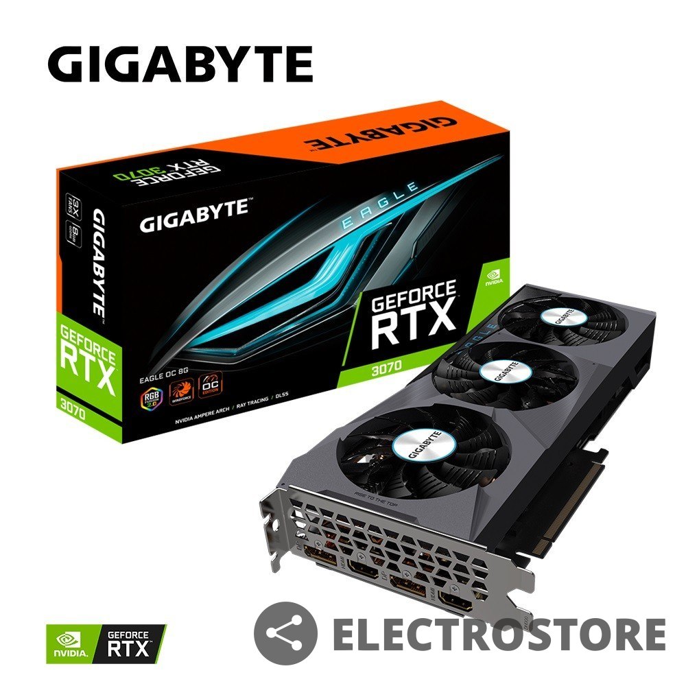 Gigabyte Karta graficzna GeForce RTX 3070 EAGLE OC 8GB GDDR6 256bit LHR 2DP/2HDMI
