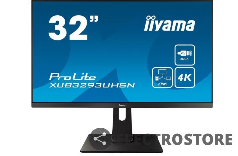 IIYAMA Monitor 32 cale XUB3293UHSN-B1,IPS,4K,USB-C DOCK,KVM,SLIM,2X3W,RJ45
