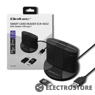 Qoltec Inteligentny czytnik chipowych kart ID SCR-0632 | USB typu C