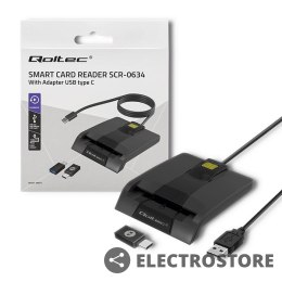 Qoltec Inteligentny czytnik chipowych kart ID SCR-0634 | USB typu C