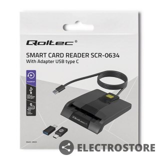 Qoltec Inteligentny czytnik chipowych kart ID SCR-0634 | USB typu C