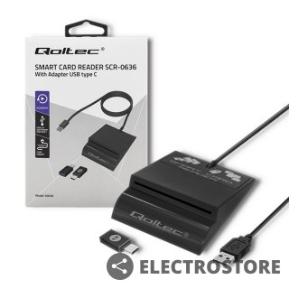 Qoltec Inteligentny czytnik chipowych kart ID SCR-0636 | USB typu C