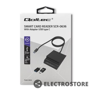 Qoltec Inteligentny czytnik chipowych kart ID SCR-0636 | USB typu C