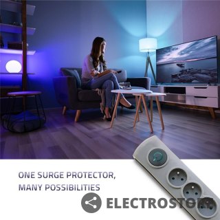 Qoltec Listwa antyprzepięciowa Quick Switch, 4 gniazda, 1,5m, szara