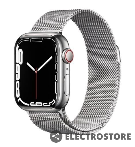 Apple Watch Series 7 GPS + Cellular, 45mm Koperta ze stali nierdzewnej w kolorze srebrnym z bransoletą mediolańską Apple Watch Series 7 GPS + Cellular, 45mm Koperta ze stali nierdzewnej w kolorze srebrnym z bransoletą mediolańską