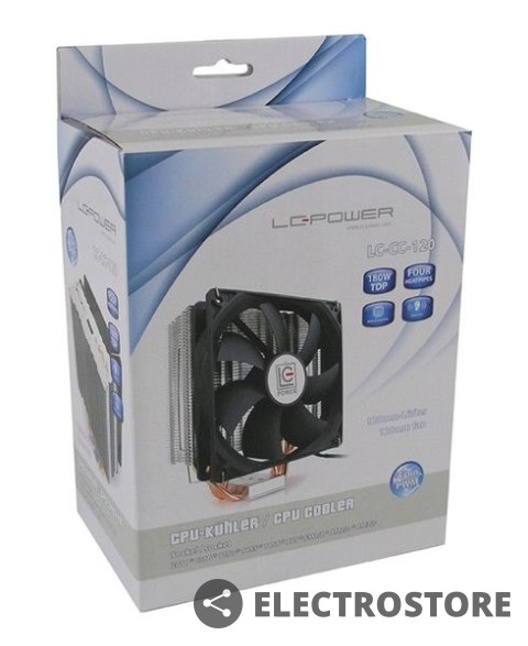 LC-POWER WENTYLATOR CPU LC-CC-120 MULTI-SOCKET 180W 1400RPM PWM ALUMINIUM + MIEDŹ 55 CFM LC-POWER WENTYLATOR CPU LC-CC-120 MULTI-SOCKET 180W 1400RPM PWM ALUMINIUM + MIEDŹ 55 CFM