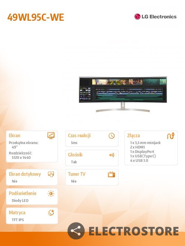 LG Electronics Monitor 49WL95C-WE 49 IPS UltraWide Dual QHD IPS