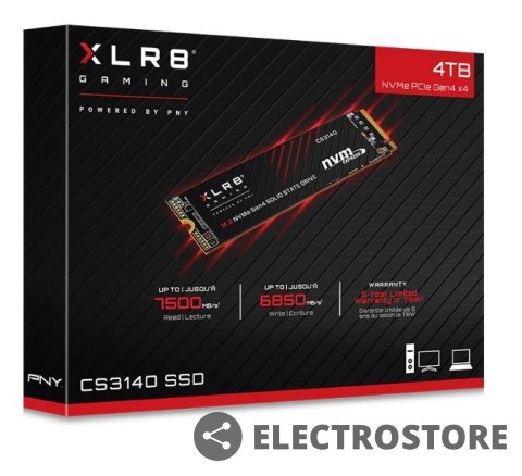 PNY Dysk SSD 4TB M.2 2280 CS3140 M280CS3140-4TB-RB PNY Dysk SSD 4TB M.2 2280 CS3140 M280CS3140-4TB-RB