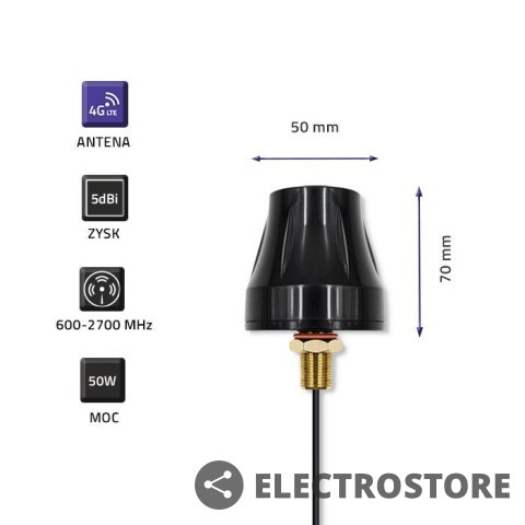 Qoltec Antena 4G LTE dookólna DUAL | 5dBi | Zewnętrzna Qoltec Antena 4G LTE dookólna DUAL | 5dBi | Zewnętrzna