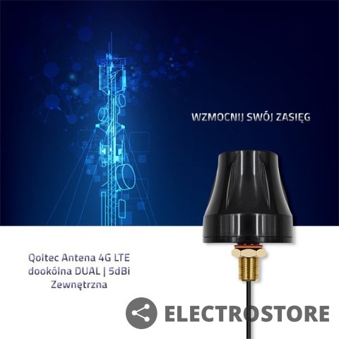 Qoltec Antena 4G LTE dookólna DUAL | 5dBi | Zewnętrzna Qoltec Antena 4G LTE dookólna DUAL | 5dBi | Zewnętrzna