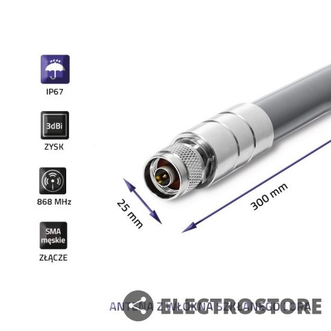 Qoltec Antena LoRa | 3dBi | Zewnętrzna Qoltec Antena LoRa | 3dBi | Zewnętrzna