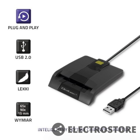 Qoltec Inteligentny czytnik chipowych kart ID SCR-0634 | USB typu C Qoltec Inteligentny czytnik chipowych kart ID SCR-0634 | USB typu C
