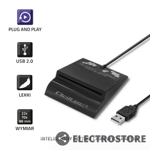 Qoltec Inteligentny czytnik chipowych kart ID SCR-0636 | USB typu C Qoltec Inteligentny czytnik chipowych kart ID SCR-0636 | USB typu C