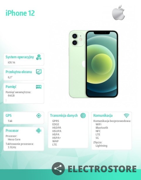 Apple IPhone 12 64GB - Zielony Apple IPhone 12 64GB - Zielony