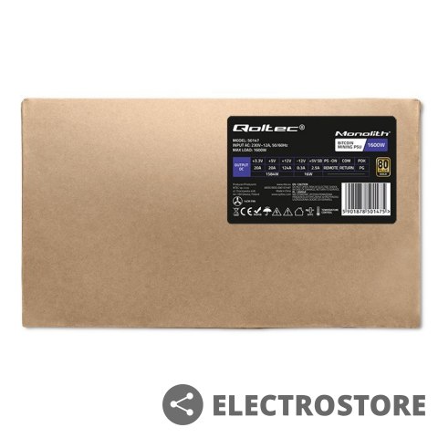 Qoltec Zasilacz ATX | 1600W | 80 Plus Gold | Bitcoin Miner Qoltec Zasilacz ATX | 1600W | 80 Plus Gold | Bitcoin Miner