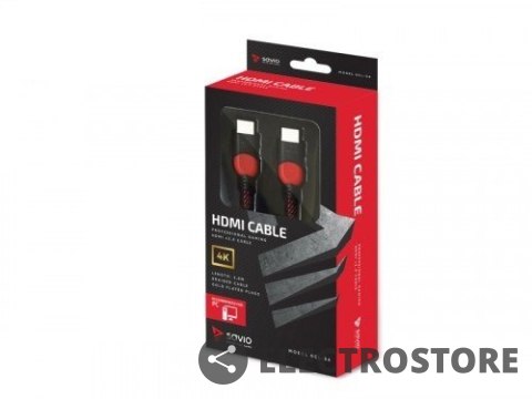 Savio Kabel HDMI 2.0 czerwono-czarny 3 m, GCL-04 Savio Kabel HDMI 2.0 czerwono-czarny 3 m, GCL-04