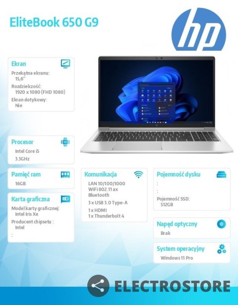 HP Inc. Notebook EliteBook 650 G9 i5-1235U 512/16/W11P/15.6 6F1K7EA HP Inc. Notebook EliteBook 650 G9 i5-1235U 512/16/W11P/15.6 6F1K7EA