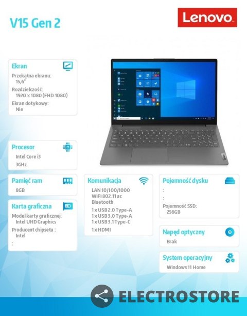 Lenovo Laptop V15 G2 82KB016MPB W11Home i3-1115G4/8GB/256GB/INT/15.6 FHD/Black/3YRS OS Lenovo Laptop V15 G2 82KB016MPB W11Home i3-1115G4/8GB/256GB/INT/15.6 FHD/Black/3YRS OS