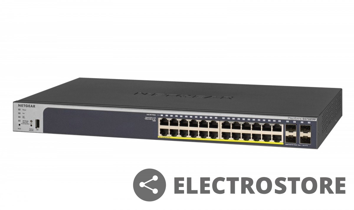 Netgear Przełącznik Smart GS728TPP 24xGbE PoE+ 4xSFP Netgear Przełącznik Smart GS728TPP 24xGbE PoE+ 4xSFP