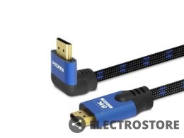 Savio Kabel HDMI (M) v2.1, 1,8m, kątowy, 8K, miedź, niebiesko-czarny, złote końcówki, ethernet/3D, CL-147