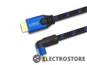 Savio Kabel HDMI (M) v2.1, 1,8m, kątowy, 8K, miedź, niebiesko-czarny, złote końcówki, ethernet/3D, CL-147