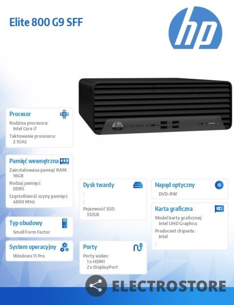 HP Inc. Komputer Elite 800 SFF G9 i7-12700 512GB/16GB/DVD/W11P 5V8T9EA HP Inc. Komputer Elite 800 SFF G9 i7-12700 512GB/16GB/DVD/W11P 5V8T9EA