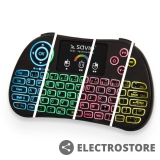 Savio Klawiatura podświetlana mini bezprzewodowa RGB TV Box, Smart TV, konsole, PC, KW-03