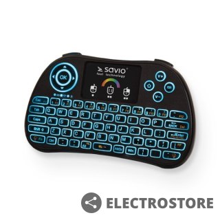 Savio Klawiatura podświetlana mini bezprzewodowa RGB TV Box, Smart TV, konsole, PC, KW-03